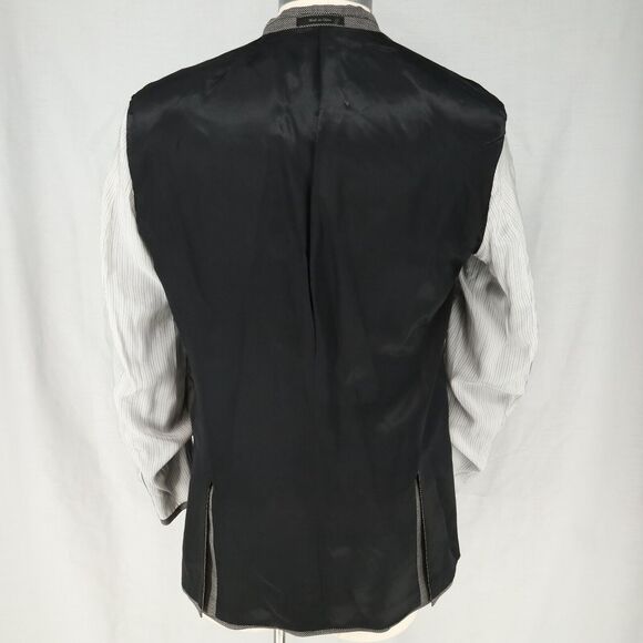Calvin Klein Sport Coat Mens 42L Wool Black White Micro Check Jacket Career - Picture 13 of 15